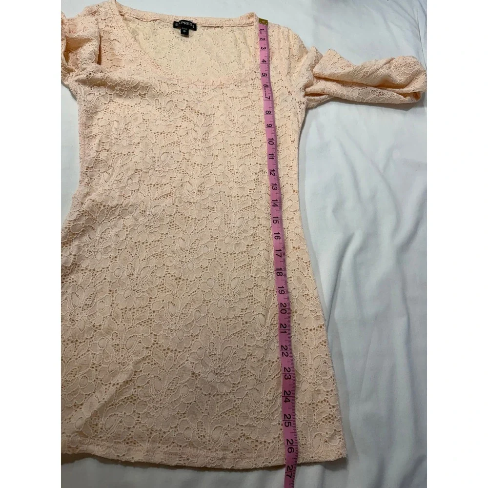 Express Y2K Floral Lace Mesh Long Sleeve Top Blush Pink Fairycore XS